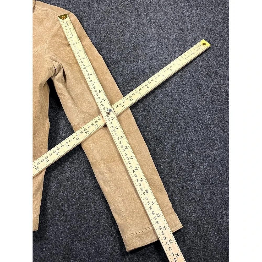 Eddie Bauer Seattle Suede Washable Leather Jacket Womens Small Tan Full Zip - Picture 12 of 13